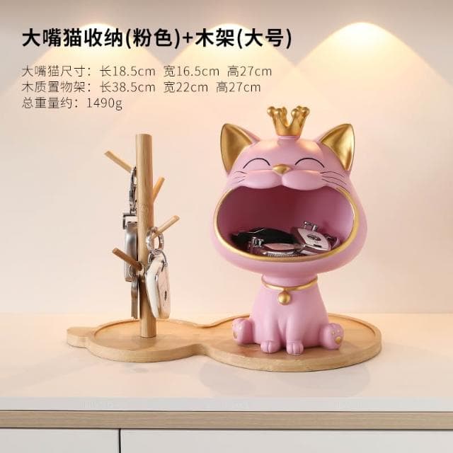 桃甜也居家生活 招財貓鑰匙收納玄關擺飾入戶門口鞋櫃新房家居裝飾品喬遷新居禮品