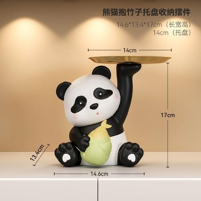 桃甜也居家生活 熊貓鑰匙收納玄關擺飾家居裝飾品入戶進門口客廳鞋櫃喬遷新居禮品