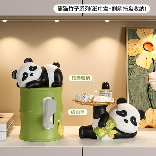 桃甜也居家生活 熊貓鑰匙收納玄關擺飾家居裝飾品入戶進門口客廳鞋櫃喬遷新居禮品