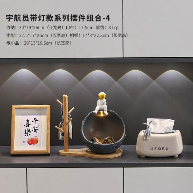 桃甜也居家生活 太空人鑰匙收納玄關擺件入戶進門鞋櫃客廳家居裝飾品喬遷新居禮物