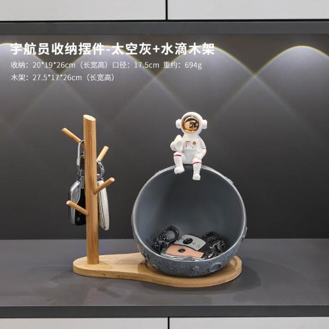 桃甜也居家生活 太空人鑰匙收納玄關擺件入戶進門鞋櫃客廳家居裝飾品喬遷新居禮物