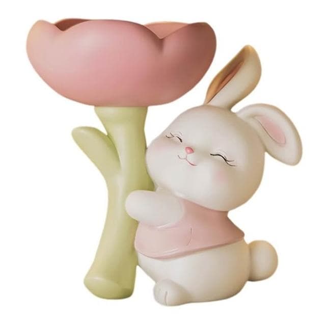 桃甜也居家生活 奶油風兔玄關擺件鑰匙收納置物架入戶鞋櫃家居裝飾喬遷新居禮物