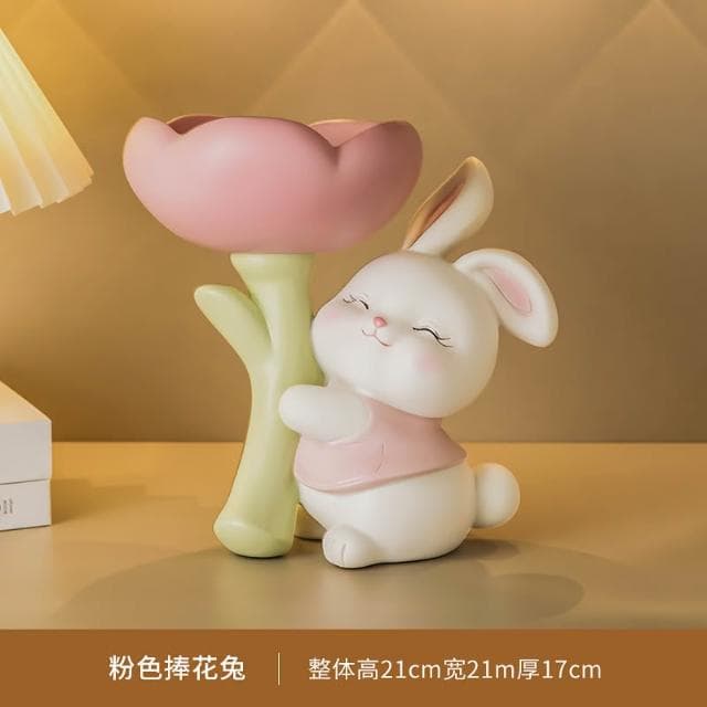 桃甜也居家生活 奶油風兔玄關擺件鑰匙收納置物架入戶鞋櫃家居裝飾喬遷新居禮物