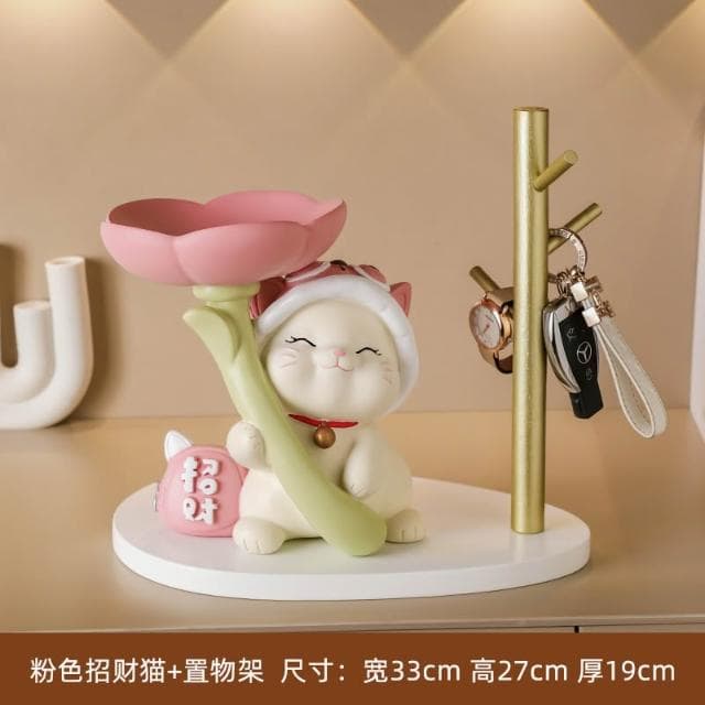 桃甜也居家生活 奶油風兔玄關擺件鑰匙收納置物架入戶鞋櫃家居裝飾喬遷新居禮物