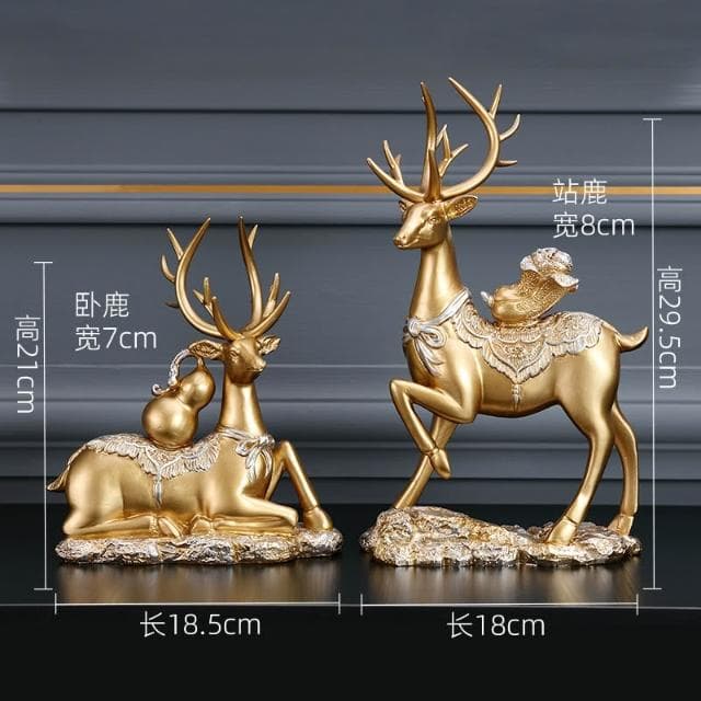 桃甜也居家生活 招財福鹿擺飾客廳電視櫃酒櫃玄關喬遷新居結婚禮物軟裝家居飾品