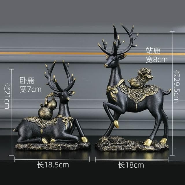 桃甜也居家生活 招財福鹿擺飾客廳電視櫃酒櫃玄關喬遷新居結婚禮物軟裝家居飾品