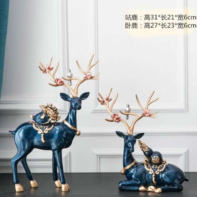 桃甜也居家生活 招財福鹿擺飾客廳電視櫃酒櫃玄關喬遷新居結婚禮物軟裝家居飾品