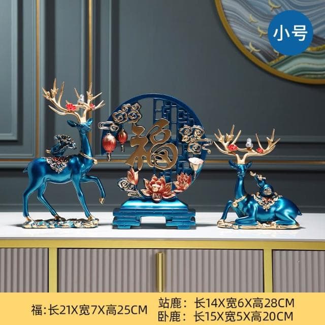 桃甜也居家生活 招財福鹿擺飾客廳電視櫃酒櫃玄關喬遷新居結婚禮物軟裝家居飾品