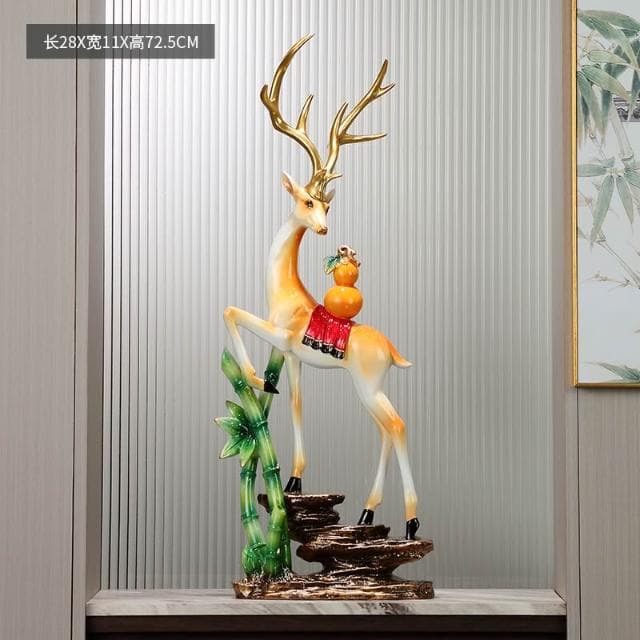 桃甜也居家生活 招財福鹿擺飾客廳電視櫃酒櫃玄關喬遷新居結婚禮物軟裝家居飾品