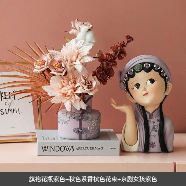 桃甜也居家生活 國潮藝術京劇女孩擺飾家居裝飾品客廳電視櫃酒櫃玄關喬遷新居禮品