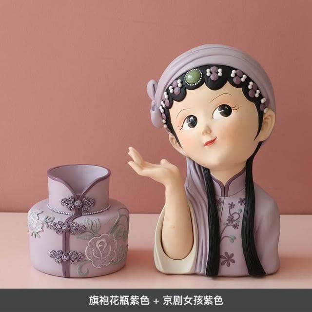 桃甜也居家生活 國潮藝術京劇女孩擺飾家居裝飾品客廳電視櫃酒櫃玄關喬遷新居禮品