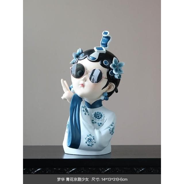 桃甜也居家生活 國潮藝術京劇女孩擺飾家居裝飾品客廳電視櫃酒櫃玄關喬遷新居禮品