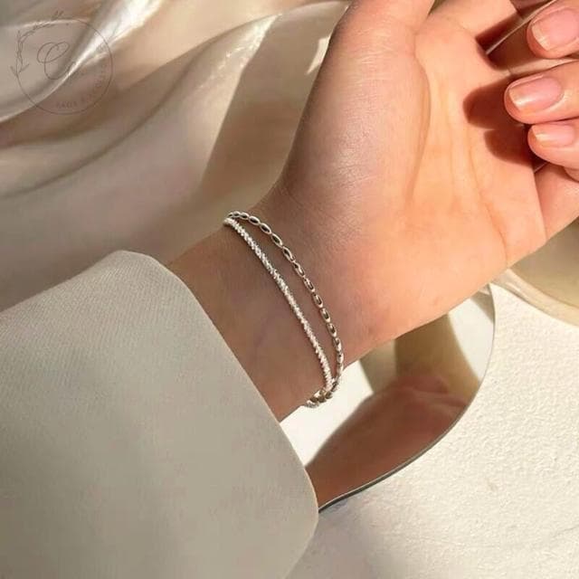 希西小包商 Clacci 925純銀 米粒雙層手鍊 雙層手鍊純銀手鍊韓系簡約氣質情人節禮物生日禮物 C166