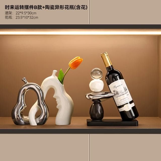 免運 時來運轉紅酒架/酒櫃擺件/家居客廳餐邊櫃杯架/電視櫃紅酒托/喬遷禮品