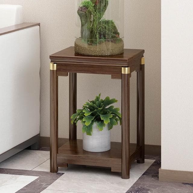 輕奢中式竹制花台加寬魚缸架花架家用客廳盆栽置物架陽臺植物架