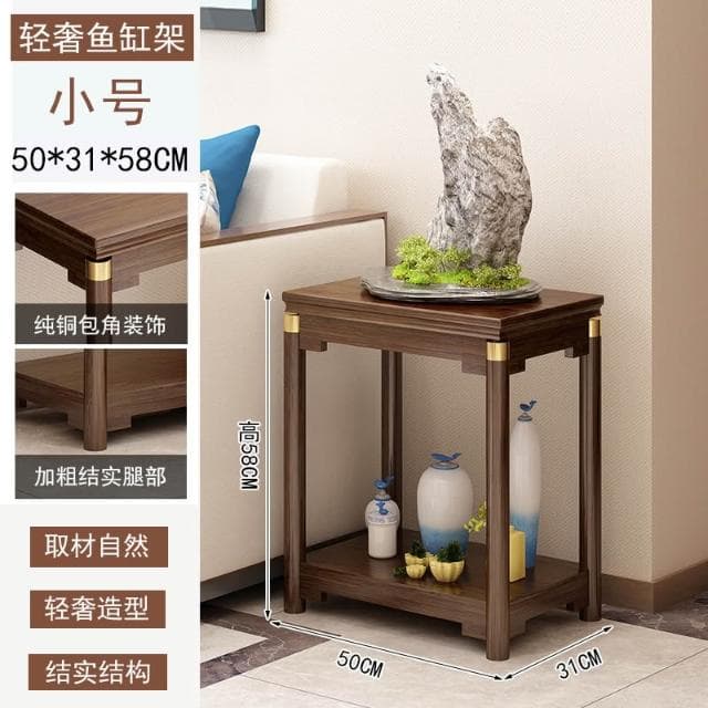 輕奢中式竹制花台加寬魚缸架花架家用客廳盆栽置物架陽臺植物架