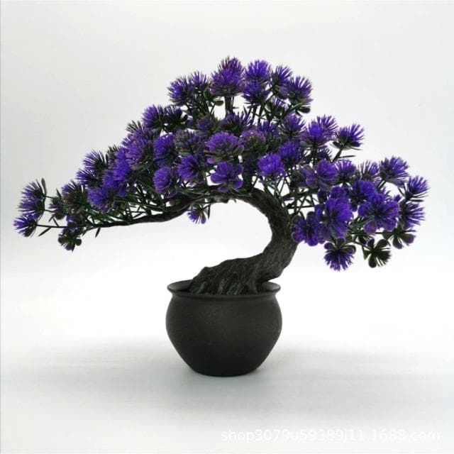 臺灣熱銷 仿真植物 迎客松假花盆栽 辦公室綠植假樹 假花卉 人造植物 樹綠植盆景