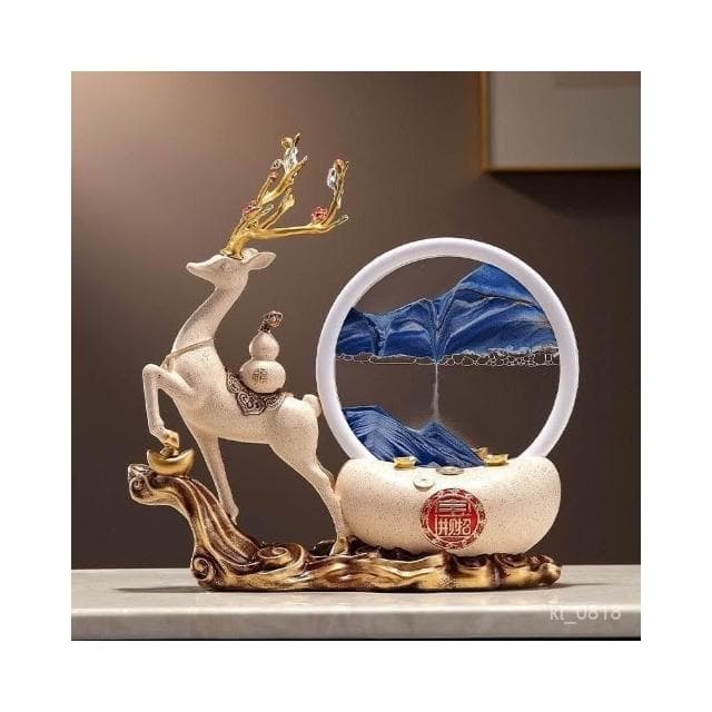 水晶樹流沙畫 黃水晶 發財樹 元寶鹿 招財擺飾 入厝禮物 客廳擺飾 喬遷禮品 玄關擺件 居傢裝飾 交換禮物