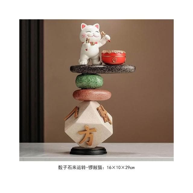 八方來財 時來運轉 招財貓擺件 辦公室酒櫃裝飾品八 喬遷店鋪開業禮品 時來運轉 療癒小物 辦公室風水陶瓷擺件