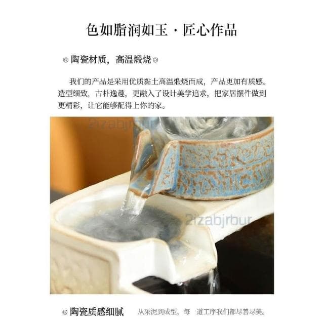 流水擺件 循環風水球 辦公室桌面擺件 開業喬遷禮物 時來運轉 療癒小物 辦公室風水陶瓷擺件 陶瓷噴泉流水罐