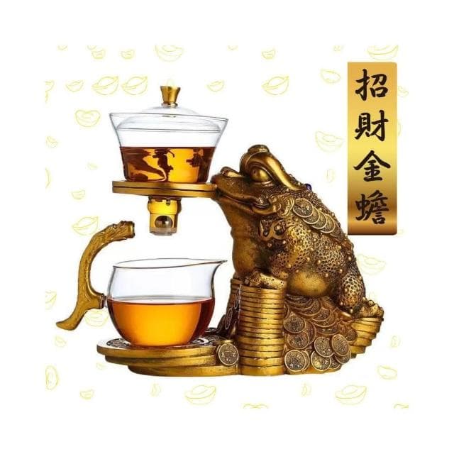招財金蟾蜍自動磁吸泡茶壺 ( 懶人茶具 茶杯 茶壺 茶具 功夫茶具 泡茶壺 自動泡茶 泡茶組 茶具組 入厝 送禮 開店)