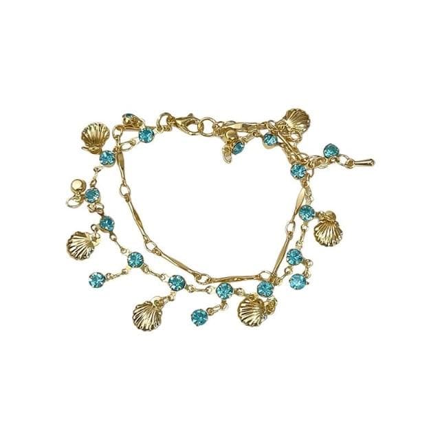 🎗飾間首飾鋪 藍鋯貝殼手鍊輕奢小眾精緻度假風疊戴手飾女高級感配件