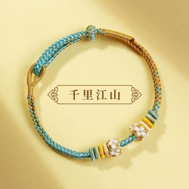 🎗飾間首飾鋪 鈴蘭花編織手繩首飾黃金轉運珠手工半成品情侶手鍊飾品紅繩