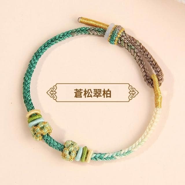 🎗飾間首飾鋪 鈴蘭花編織手繩首飾黃金轉運珠手工半成品情侶手鍊飾品紅繩