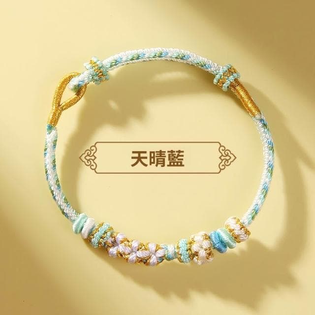 🎗飾間首飾鋪 鈴蘭花編織手繩首飾黃金轉運珠手工半成品情侶手鍊飾品紅繩