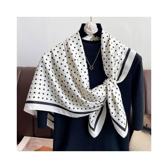 梵花 氣質藏青米色紅色順滑絲巾大方巾90cm百搭方巾披肩春秋新款圍巾