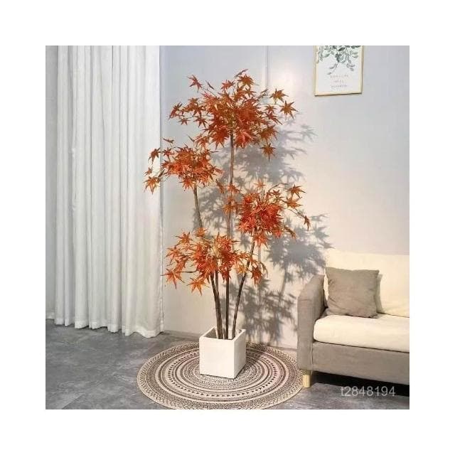 ✨可開發票✨ins仿真紅綠植楓樹盆栽北歐現代輕奢客廳房間網紅室內落地假樹 假植物落地擺件居傢裝飾 仿真植物 人造植物