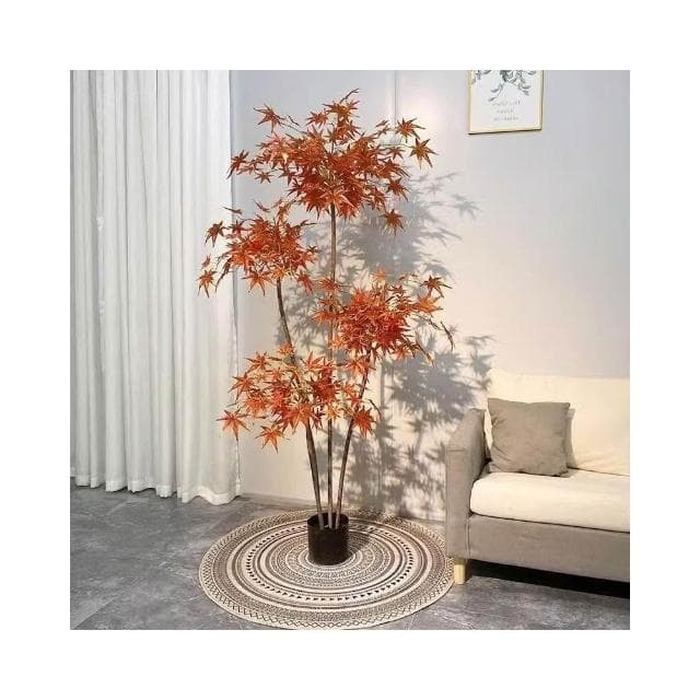 ✨可開發票✨ins仿真紅綠植楓樹盆栽北歐現代輕奢客廳房間網紅室內落地假樹 假植物落地擺件居傢裝飾 仿真植物 人造植物