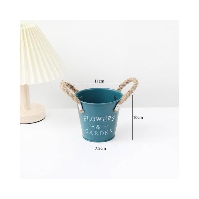 【璟采職人】園藝盆器 多肉植物 作舊鐵桶 室內擺飾 多肉盆器 永生花花器 乾燥花花器 造型花盆 盆栽花器 花禮 送禮