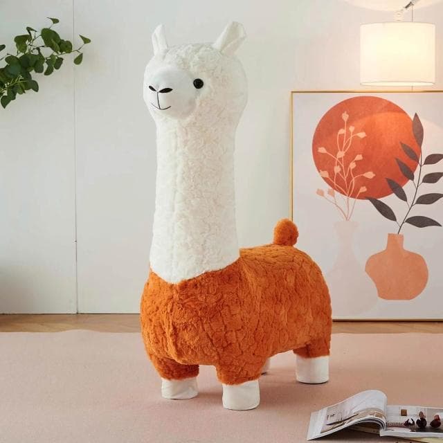 免運 網紅創意大號羊駝凳子 客廳落地擺件 毛絨動物座椅 搬家禮物 喬遷新居禮物