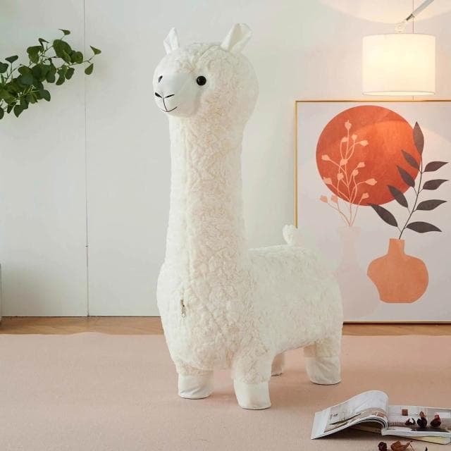 免運 網紅創意大號羊駝凳子 客廳落地擺件 毛絨動物座椅 搬家禮物 喬遷新居禮物