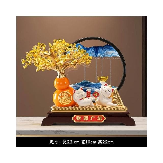 發財樹流沙畫招財貓擺件開業禮物辦公室店鋪前臺裝飾喬遷新居禮物