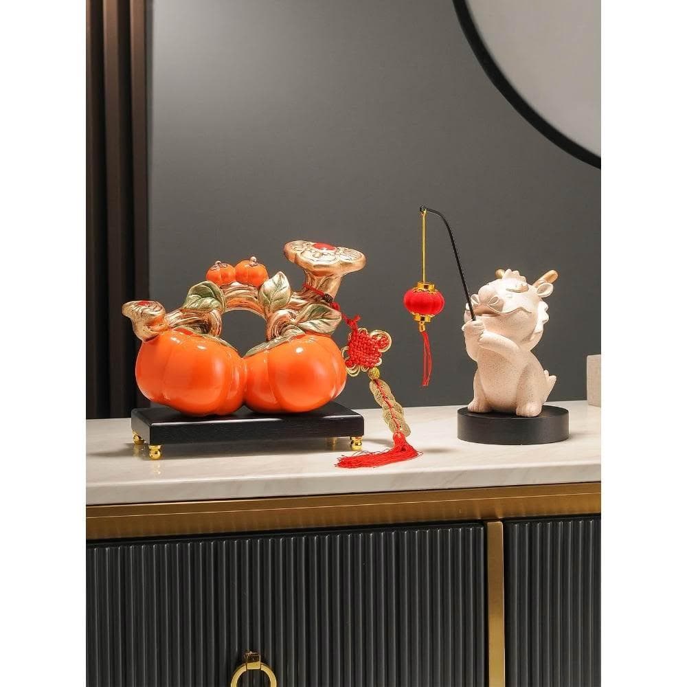 柿柿如意柿子擺件入宅喬遷新居之喜禮物客廳玄關酒櫃電視櫃裝飾品