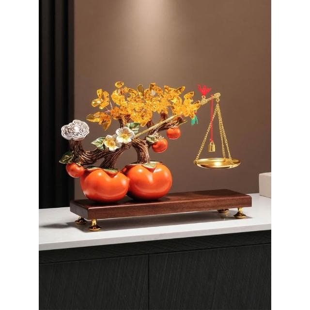 柿柿稱心如意招財擺件玄關客廳高檔裝飾品發財樹喬遷新居搬家禮物