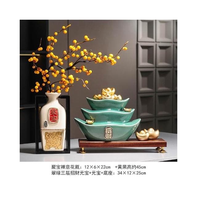 招財聚寶盆擺件新中式家居客廳辦公室博古架高檔裝飾品喬遷禮物