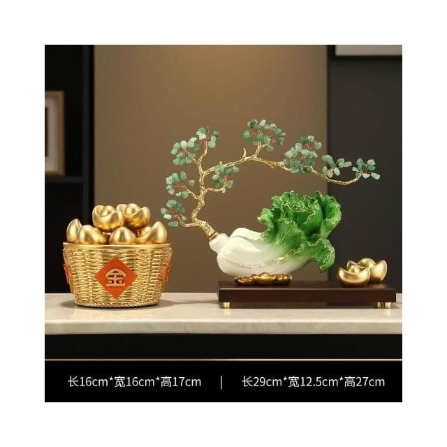 白菜擺件高端款客廳玄關招財開業禮品百財酒櫃裝飾品喬遷開店禮物