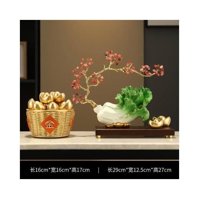 白菜擺件高端款客廳玄關招財開業禮品百財酒櫃裝飾品喬遷開店禮物
