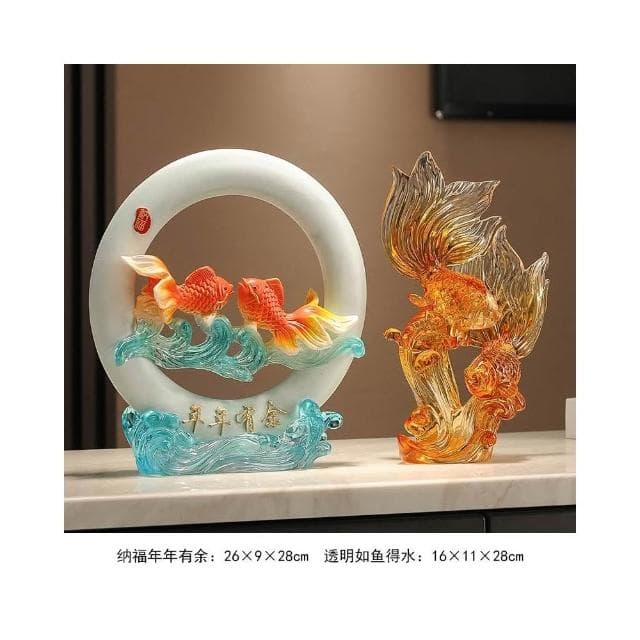 年年有餘招財魚擺件玄關辦公室客廳酒櫃電視櫃裝飾品搬家喬遷禮物