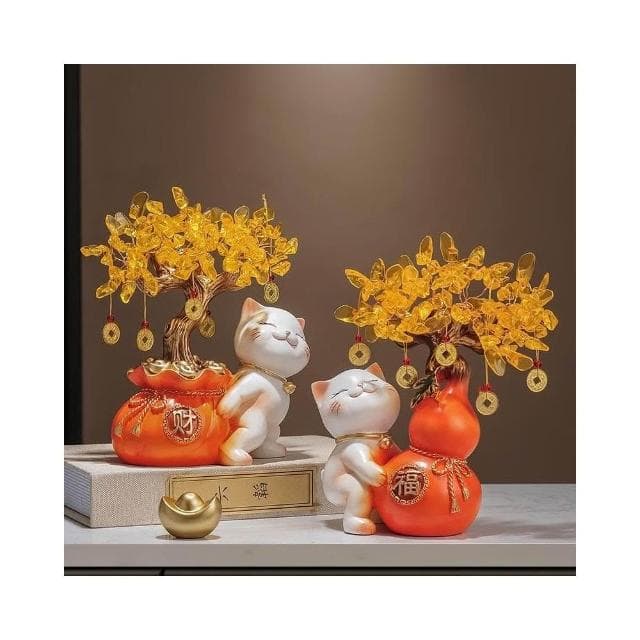 新中式福袋葫蘆招財貓擺件發財搖錢樹客廳酒櫃裝飾品喬遷新居禮品