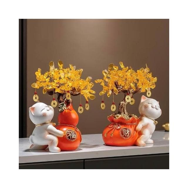 新中式福袋葫蘆招財貓擺件發財搖錢樹客廳酒櫃裝飾品喬遷新居禮品