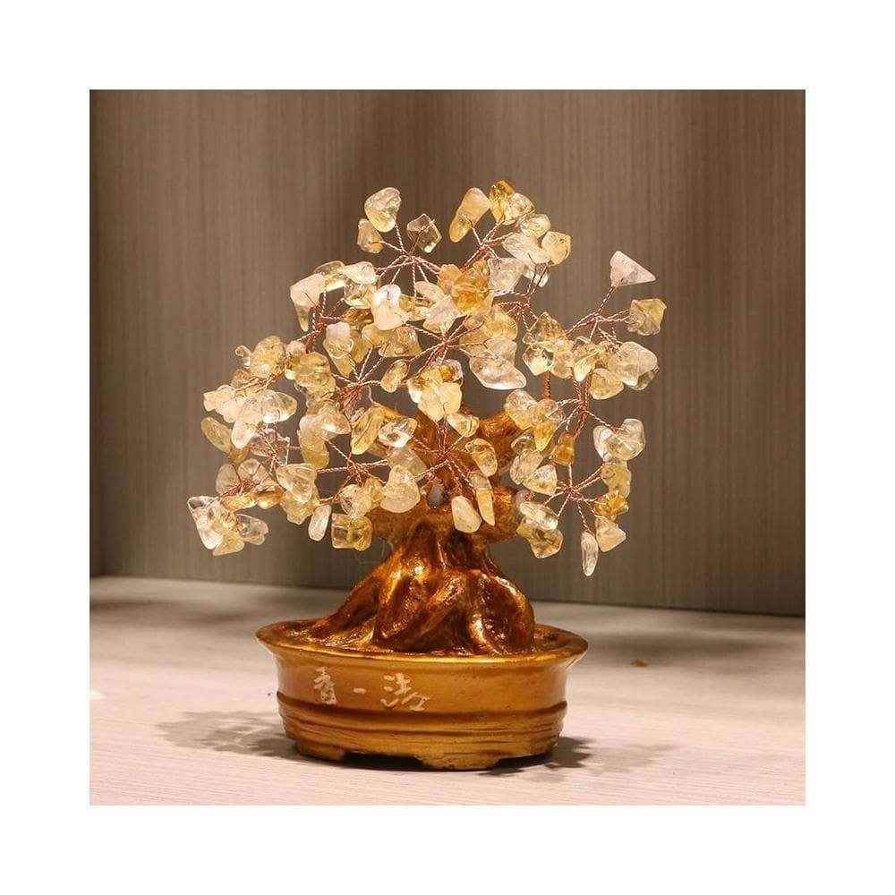 天然黃水晶招財樹搖錢樹家居客廳酒櫃辦公室擺件發財樹送禮喬遷