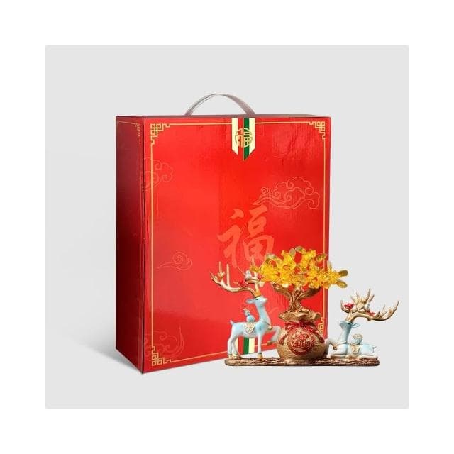 招財鹿擺件聚財錢袋發財樹客廳電視櫃酒櫃喬遷新居禮品開業送禮物