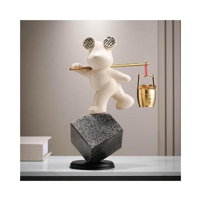 招財進寶熊一桶金擺件玄關客廳電視櫃裝飾辦公室開業喬遷新居禮物