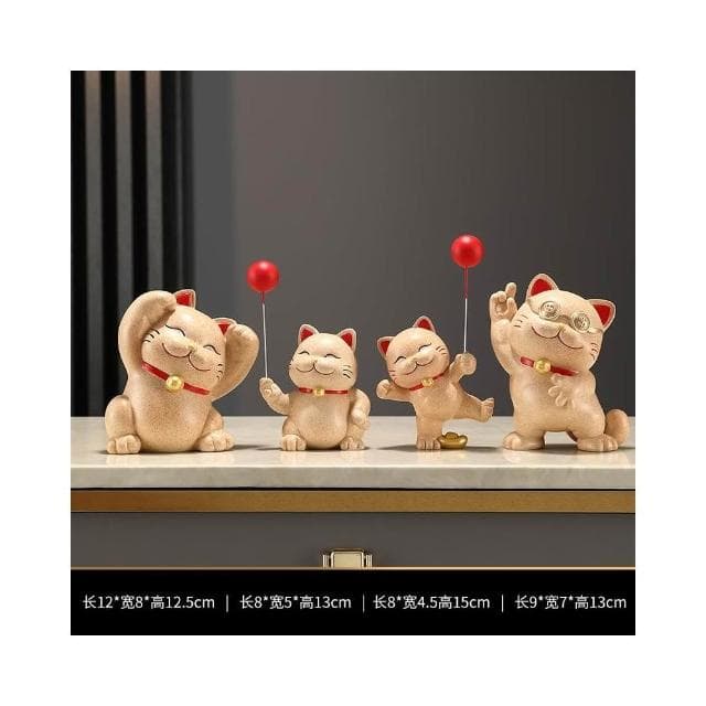 招財貓一家三四五口的擺件輕奢客廳電視櫃酒櫃玄關裝飾品喬遷禮物