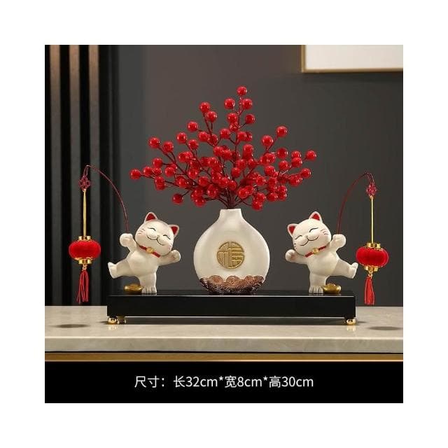 招財貓一家三四五口的擺件輕奢客廳電視櫃酒櫃玄關裝飾品喬遷禮物