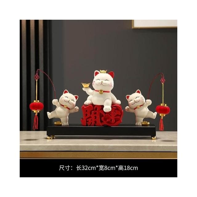 招財貓一家三四五口的擺件輕奢客廳電視櫃酒櫃玄關裝飾品喬遷禮物